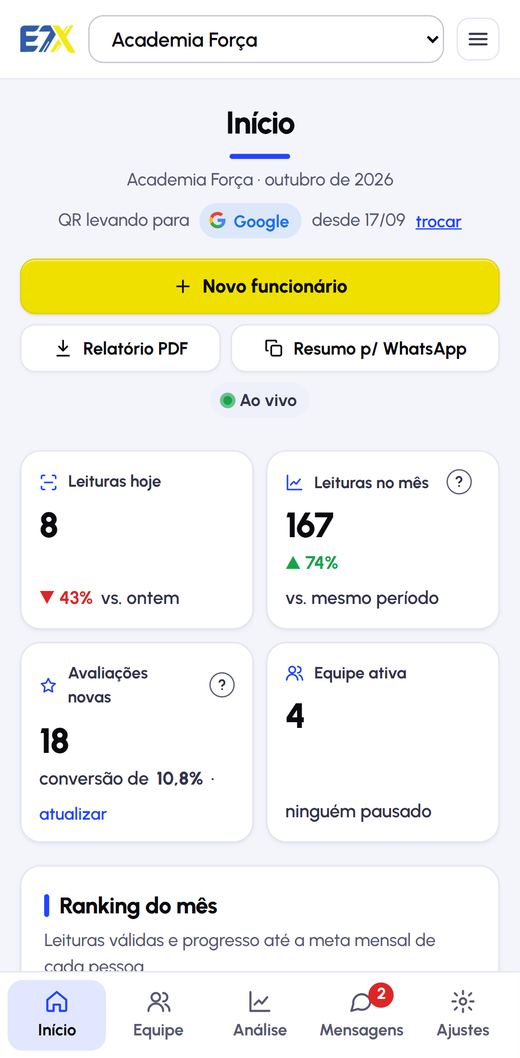 Tela Início no celular