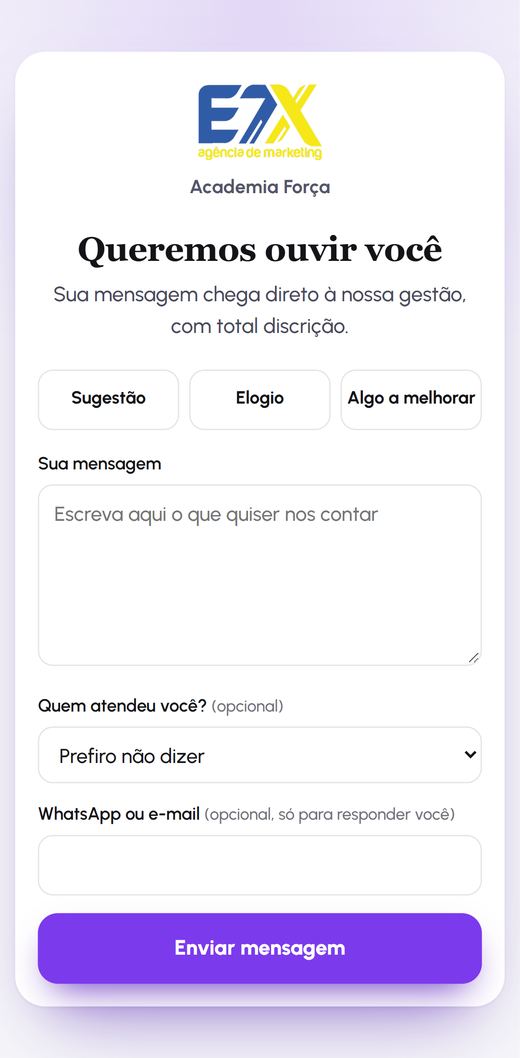 Página do cartaz no celular do cliente
